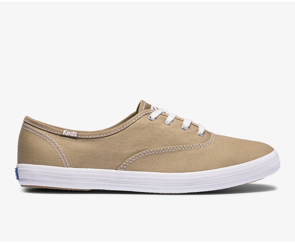 Womens Keds Sneakers - Champion Seasonal Organic Cotton Canvas - Brown - 9602-EZPCD